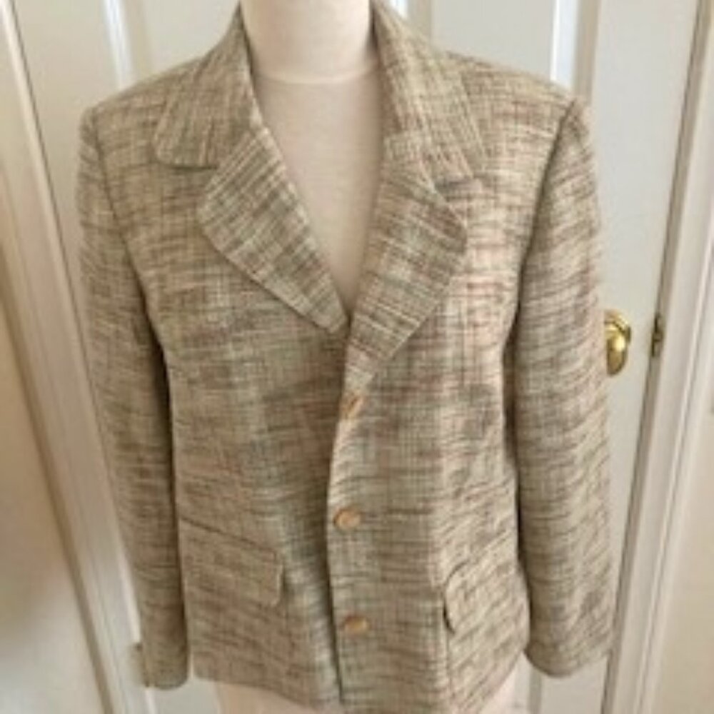 ALFRED DUNNER Blended Tweed Jacket Size 16 Petit Front button closure